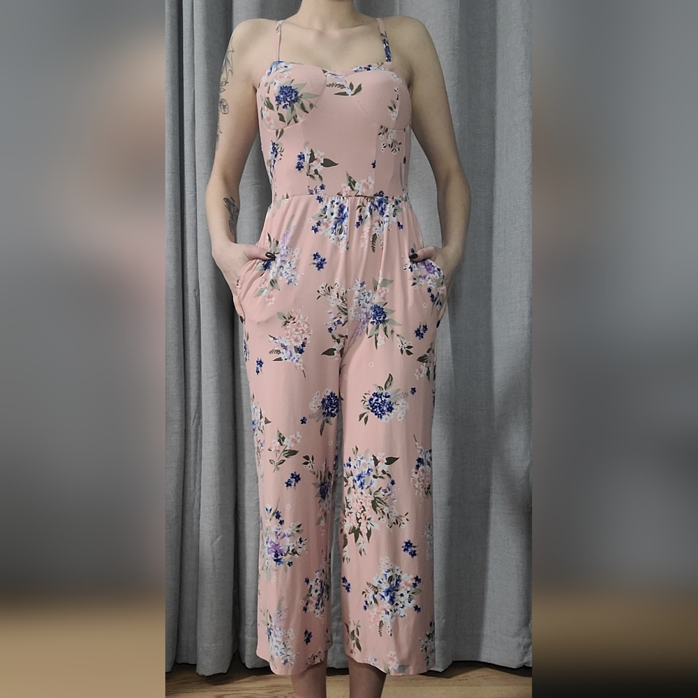 Pink floral jumpsuit